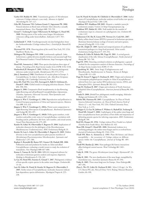 Distribution of the anthersmut pathogen Microbotryum on species of ...