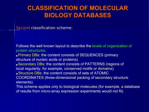 Molecular Biology Databases - CNB - Protein Design Group