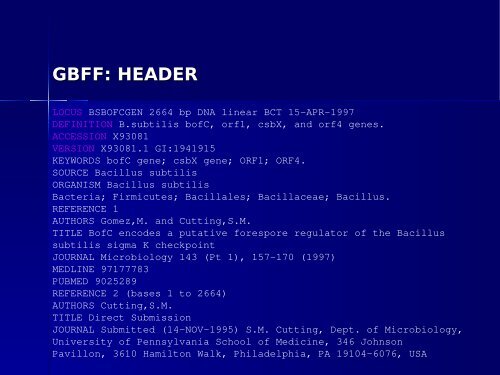 Molecular Biology Databases - CNB - Protein Design Group