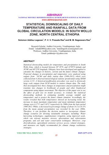 Statistical Downscaling of Daily Temperature and Rainfall Data from ...