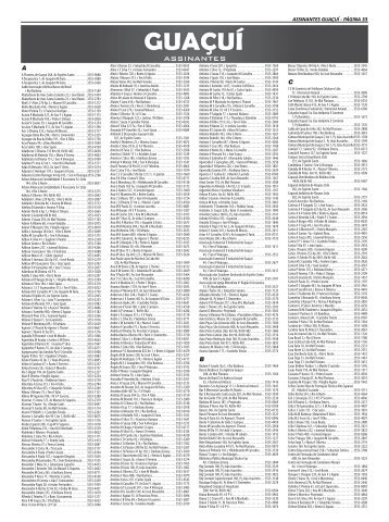 ASSINANTES GUAÃUÃ - PÃGINA 33 - Lista TelefÃ´nica Eguitel