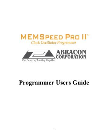 MEMSpeed Pro-II Programmer User's Guide - Abracon