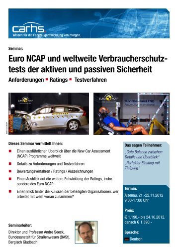 Euro NCAP und weltweite Verbraucherschutz- tests der ... - Carhs