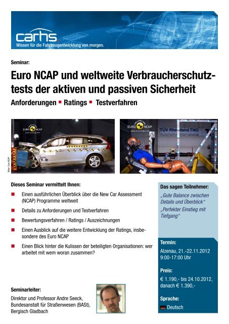 Euro NCAP und weltweite Verbraucherschutz- tests der ... - Carhs
