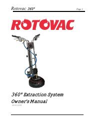 360° Extraction System Owner's Manual - Carpet Cleaning Equipment