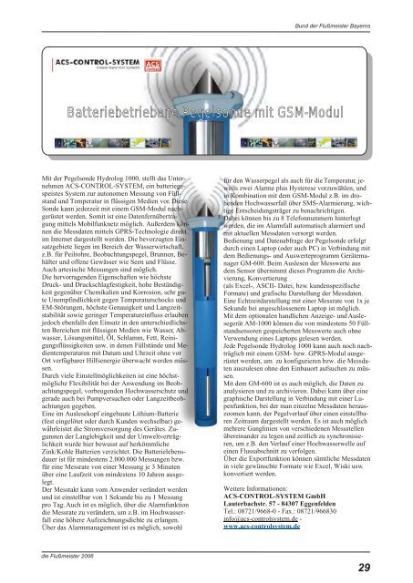 Batteriebetriebene Pegelsonde mit GSM-Modul - FluÃmeister