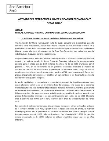 actividades extractivas, diversificaciÃ³n econÃ³mica y desarrollo