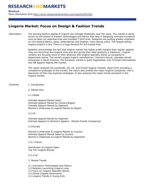 Lingerie Market: Focus on Design & Fashion Trends