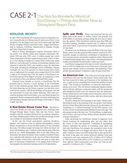 Case 2 1 The Not So Wonderful World Of Eurodisney Things