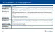 Lineup of Transamerica Life Canada's segregated funds