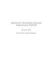 Algoritmi per l'interpolazione polinomiale Implementazione MATLAB