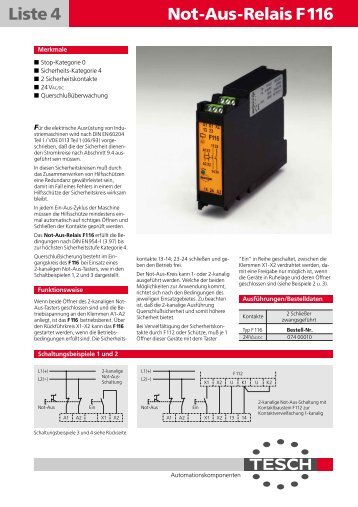 Not-Aus-Relais F116 - TESCH GmbH Wuppertal