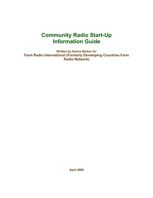 Community Radio Start-Up Information Guide - amarc