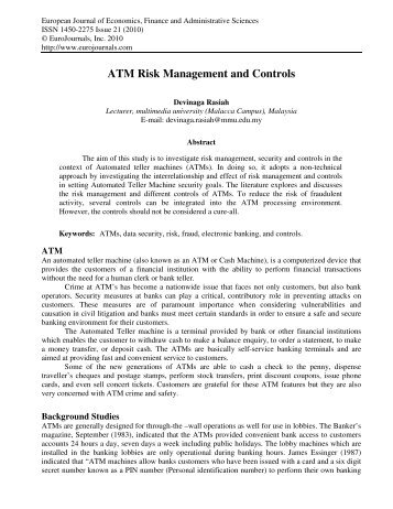 ATM Risk Management and Controls - EuroJournals