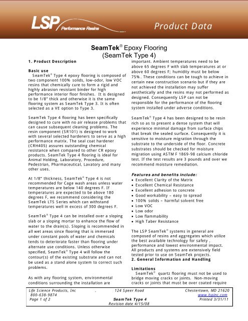 Product Data Sheet - Life Science Products, Inc.