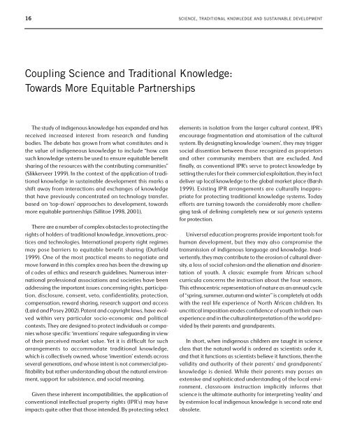 Science, Traditional Knowledge and Sustainable Development
