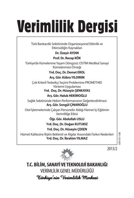 Verimlilik Dergisi 2013/2 - Verimlilik Genel MÃ¼dÃ¼rlÃ¼ÄÃ¼ - Bilim ...