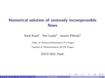 Numerical solution of unsteady incompressible flows