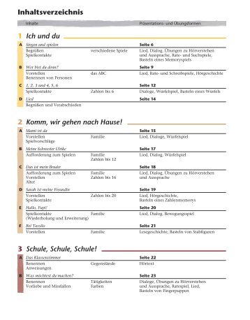 Tamburin 1 Lehrbuch: Inhaltsverzeichnis - Hueber