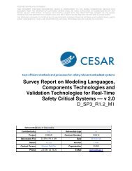 Survey Report on Modeling Languages, Components ... - Cesar