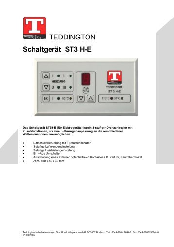 Schaltgerät ST3 H-E TEDDINGTON - Imp Promont