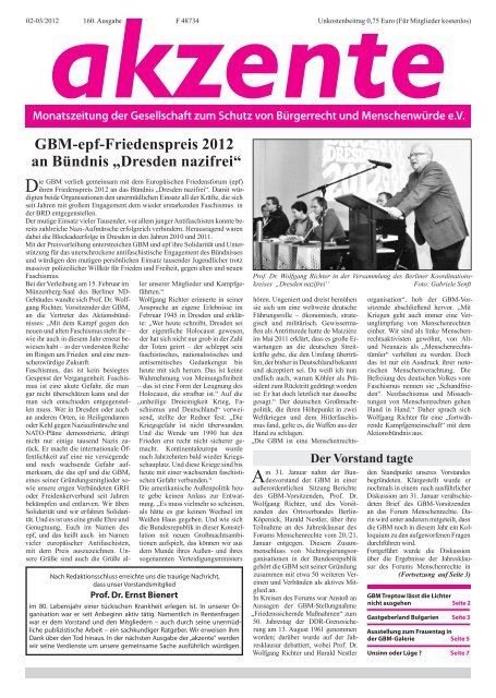 GBM-epf-Friedenspreis 2012 an Bündnis „Dresden nazifrei“