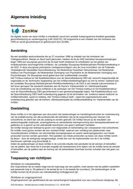 Multidisciplinaire richtlijn Schizofrenie - Nederlandse Vereniging ...