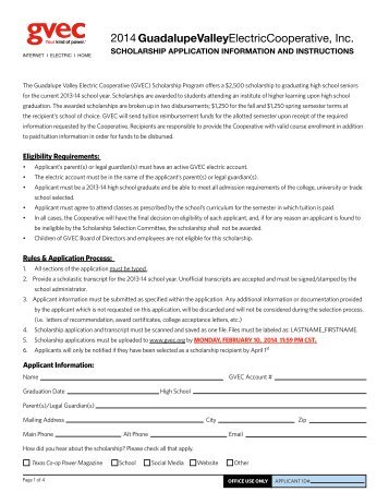 GVEC Scholarship Application - Guadalupe Valley Electric ...