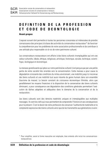 definition de la profession et code de deontologie - SKR