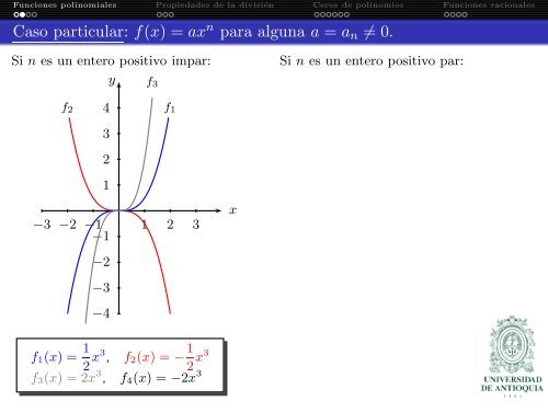 Funciones polinomiales y racionales - Departamento de MatemÃ¡ticas