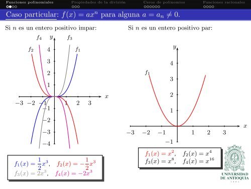 Funciones polinomiales y racionales - Departamento de MatemÃ¡ticas