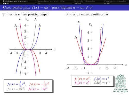 Funciones polinomiales y racionales - Departamento de MatemÃ¡ticas