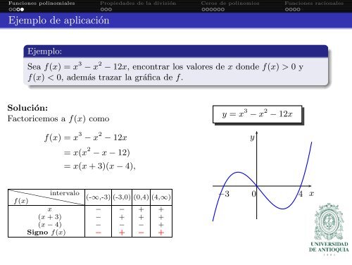 Funciones polinomiales y racionales - Departamento de MatemÃ¡ticas