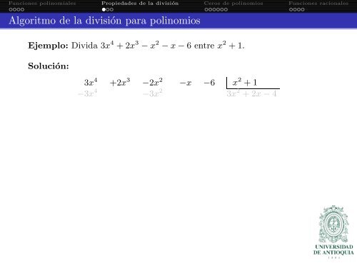 Funciones polinomiales y racionales - Departamento de MatemÃ¡ticas