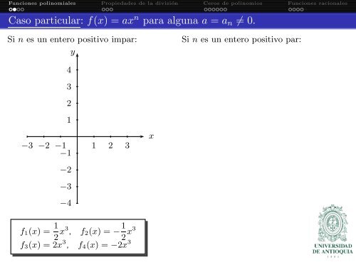 Funciones polinomiales y racionales - Departamento de MatemÃ¡ticas