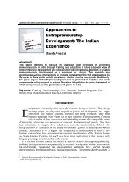 Approaches to Entrepreneurship Development: The Indian Experience