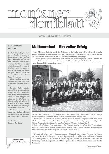 Maibaumfest - Ein voller Erfolg - Montaner Dorfblatt