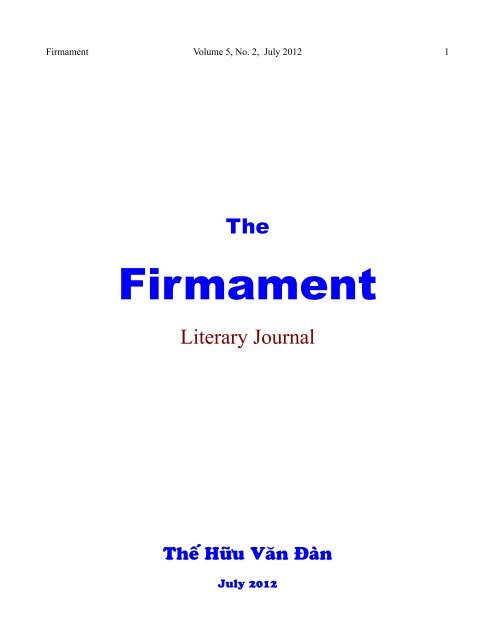 Firmament - Le Cercle LittÃ©raire - Tháº¿ Há»¯u VÄn ÄÃ n - The Literary ...