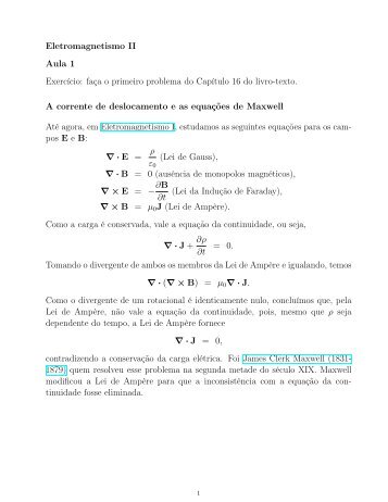 Eletromagnetismo II Aula 1 ExercÃ­cio: faÃ§a o primeiro ... - IFSC