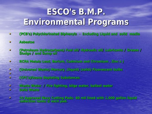 ESCO MARINE INC. Facility Overview - NSRP