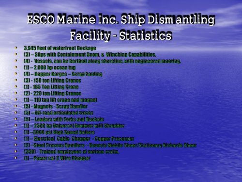 ESCO MARINE INC. Facility Overview - NSRP