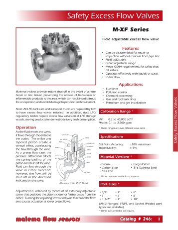 Safety Excess Flow Valves
