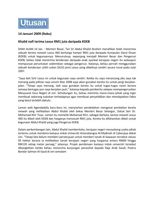 14 Januari 2009 Rabu Jabatan Audit Negara