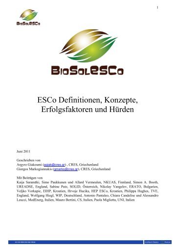 ESCo Definitionen, Konzepte, Erfolgsfaktoren und ... - Biosolesco