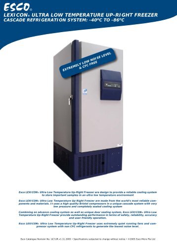 Esco Lexicon Freezer.indd - Nam Quang Scientific Service Company