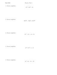 Math 0960 Practice Test 5 1. Factor completely. 4x4 + 10x3 - 6x 2 ...