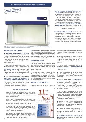 ESCO Airstream® Horizontal Laminar Flow Cabinets