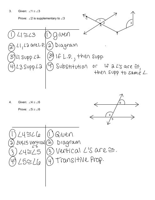 Geometry Name: Proof Worksheet (3) Date: 1. Given: â 3 â â 4 ...