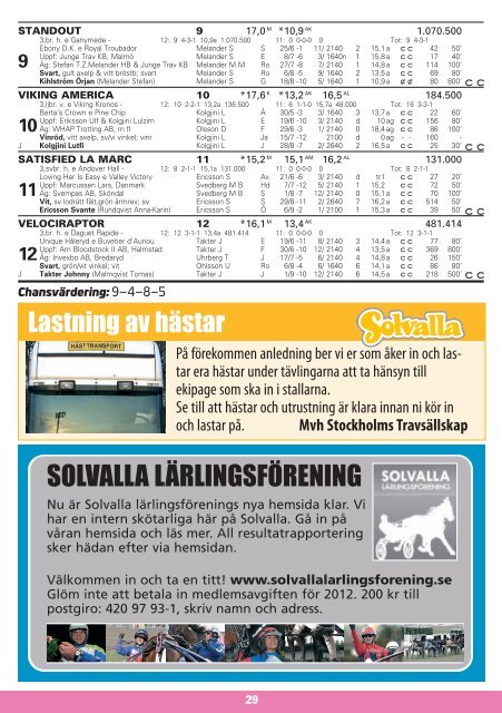 SÃƒÂ–NDAG 16 SEPTEMBER - Solvalla