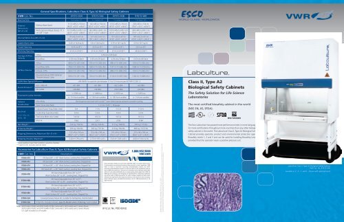 Esco Technologies Biological Safety Cabinets Vwr International